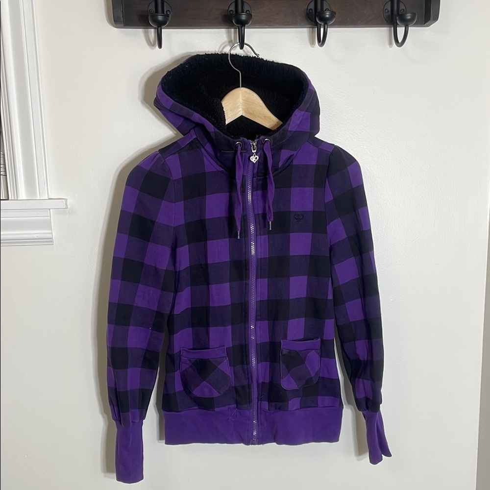 Rewind - Purple and Black Plaid Hoodie